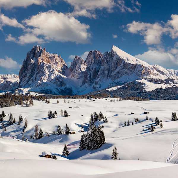 Blick auf Langkofel, Gröden in Südtirol, Italien.