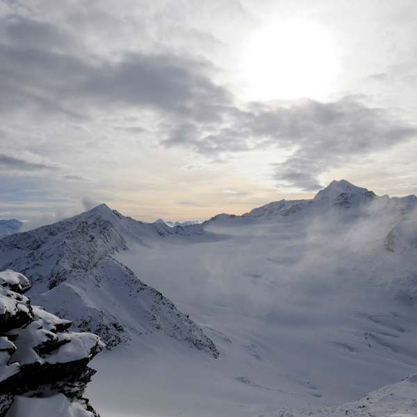 Blick auf einen Gletscher in Sölden, Österreich.