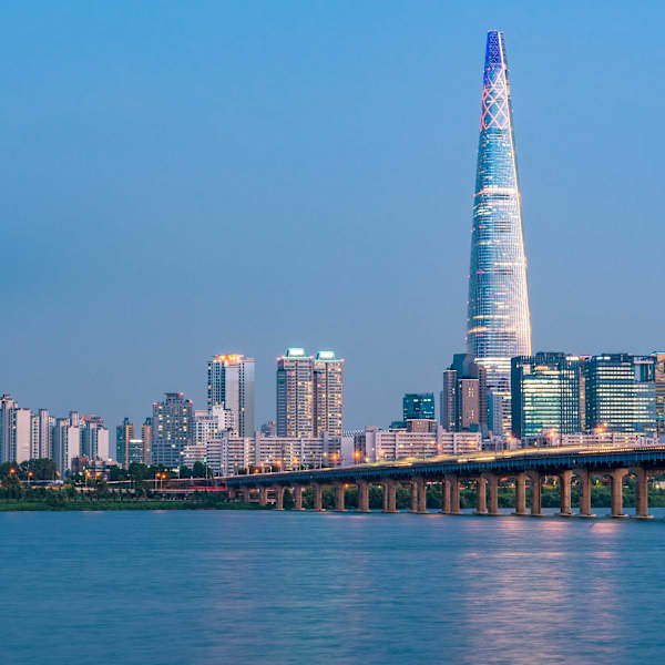 Lotte World Tower in Seoul, Südkorea.