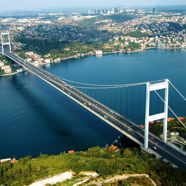 Panoramablick auf die Bosporus-Brücke, Istanbul, Türkei