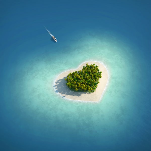 Insel in Herzform, Valentinstag