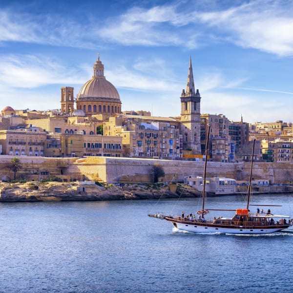 Kathedrale St. Paul und Hafen Marsamxett, Valletta, Malta
