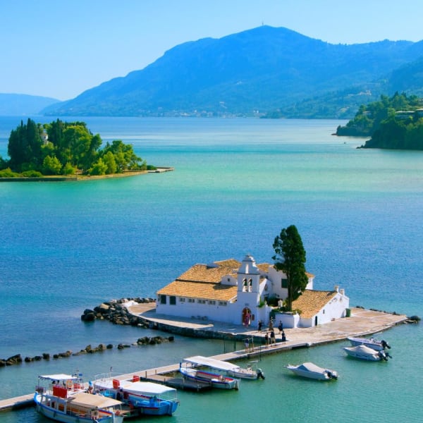 Insel Pontikonisi bei Korfu Stadt, Griechenland